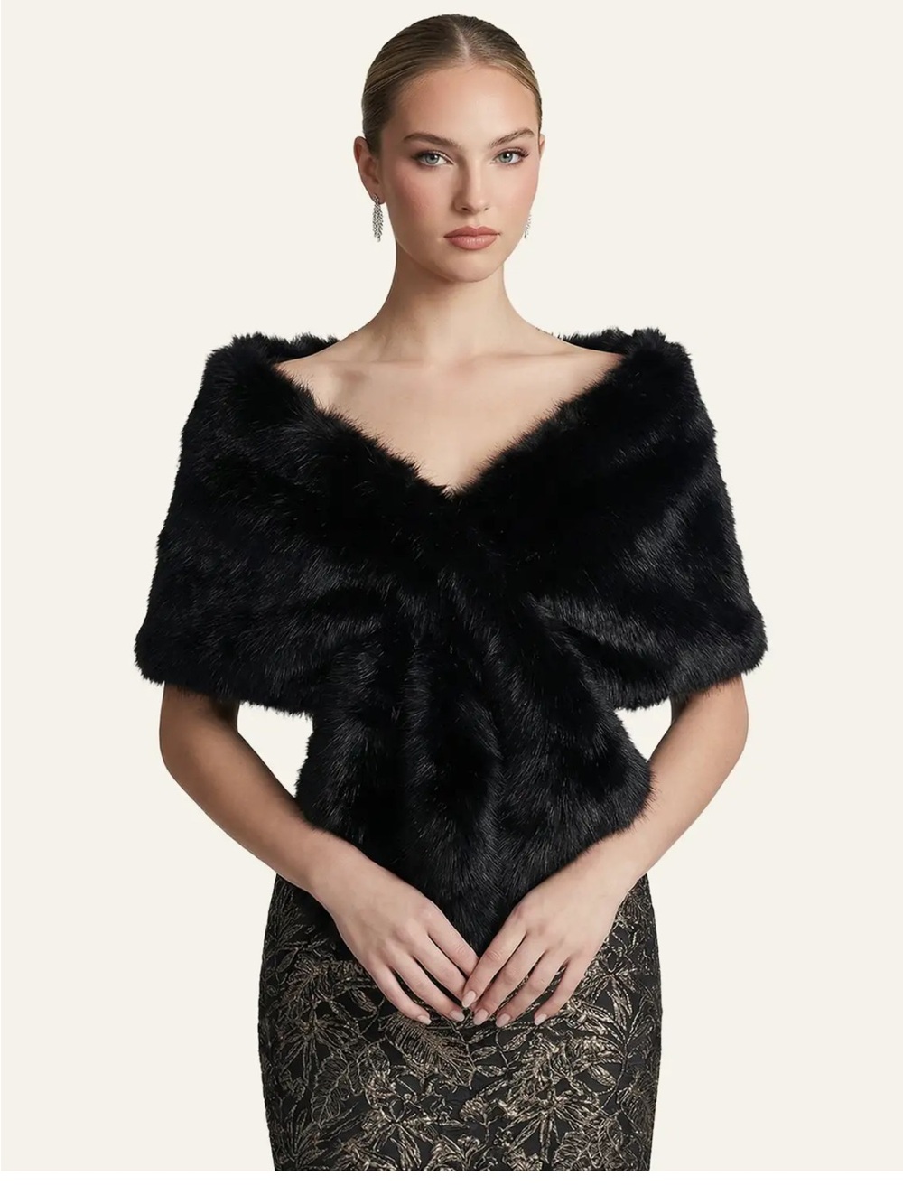Black Faux Fur Wrap Shrug